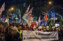 Protesters are marching on the streets of Budapest 