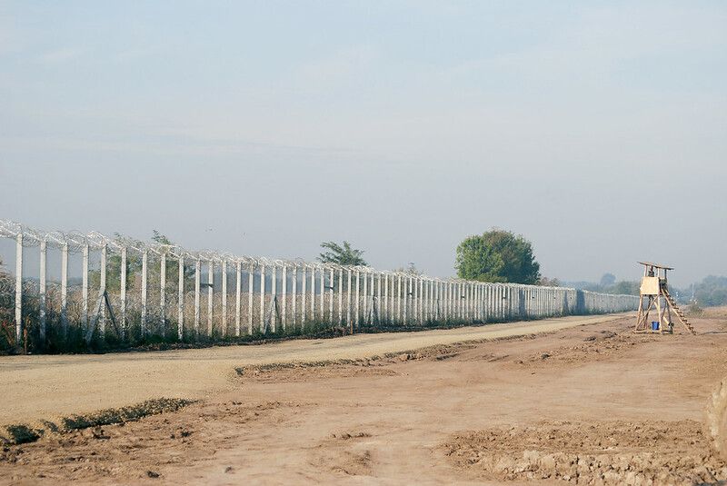 Border fence at the Hungarian - Serbian border Border fence at the Hungarian - Serbian border