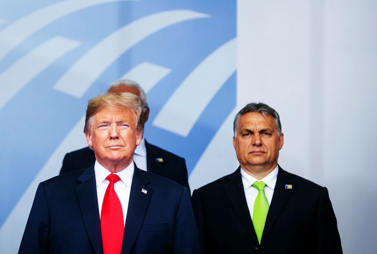 Donald Trump and Viktor Orbán side-by-side on the 2018 NATO Summit in Brussels Donald Trump and Viktor Orbán side-by-side on the 2018 NATO Summit in Brussels