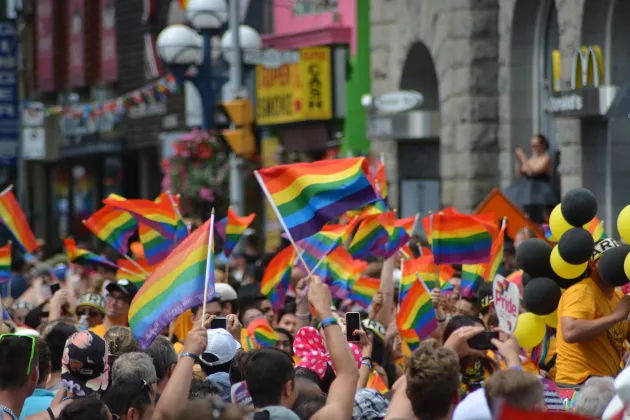 pride march stock photo