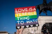 Protest against the new anti-LGBT bill in Budapest.