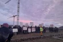 Representatives of civil society organisations from all over Hungary demonstrating against priority investments on 5 November 2021 