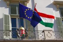 EU and Hungarian flags in Budapest