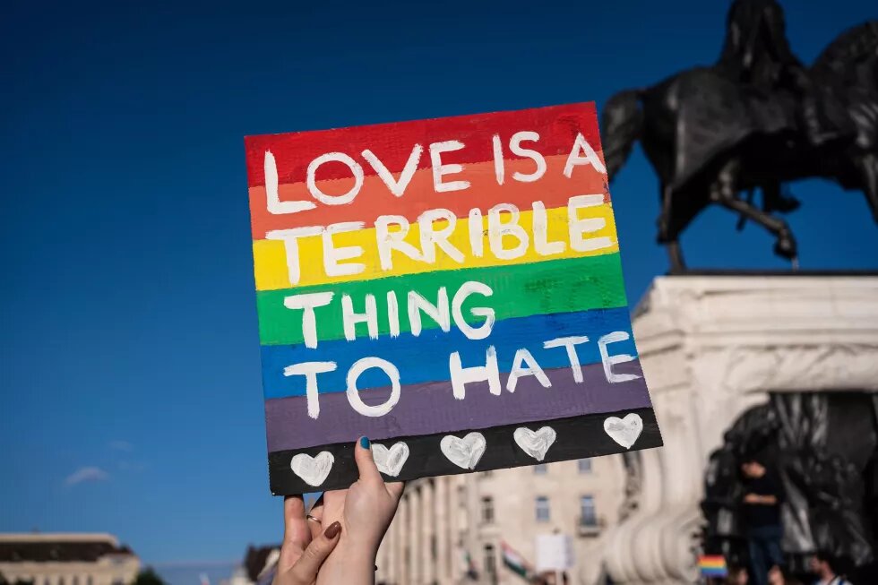 Protest against the new anti-LGBT bill in Budapest.