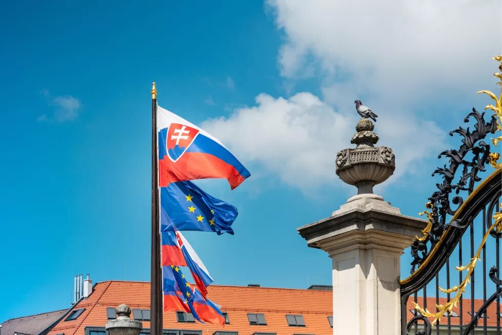 Slovakia flag in Bratislava City, Slovakia