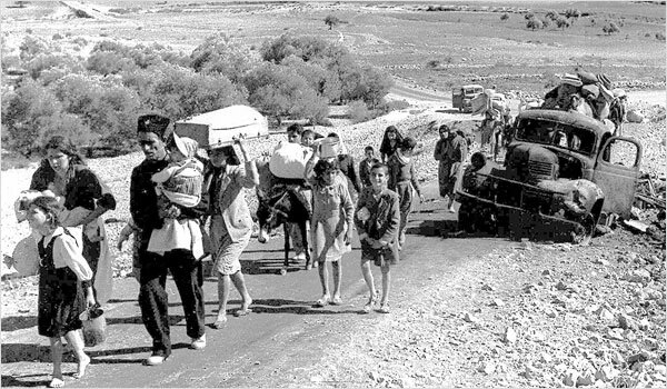 Arab Palestinian refugees fleeing Galilee in October-November 1948.