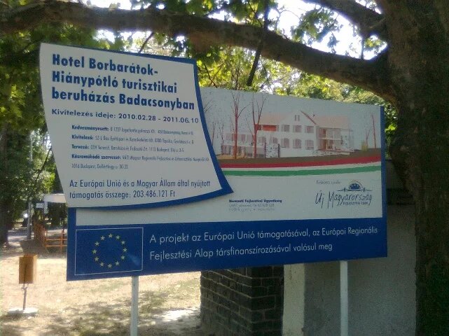 Hotel construction at lake Balaton funded by the EU.